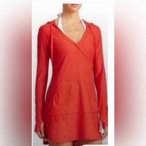 Athleta Wick It Wader Hooded Dress Coral Size M